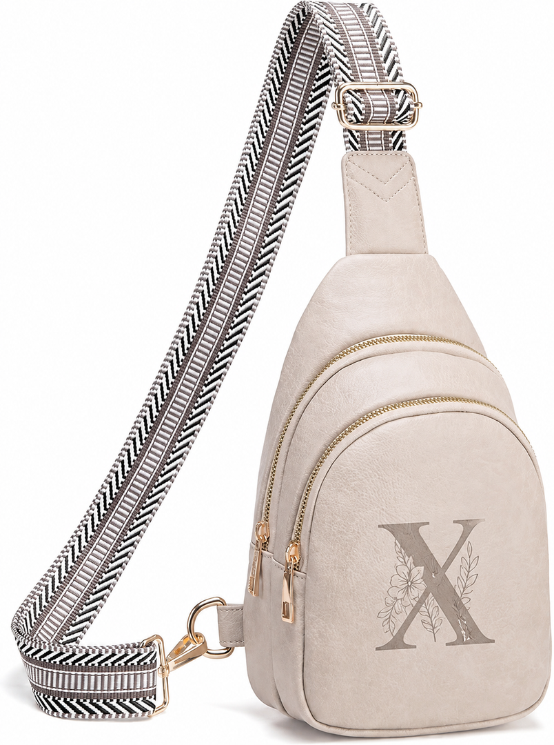 Viverte Crossbody Bags for Women Initial Sling Bag Cross Body Fanny Packs Personalized Gifts for Mom Women Wife, Cloud Gray Letter X