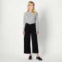 Essentials Women's Women's Low Stretch High-Rise Wide Leg Crop Jean, Black, 20