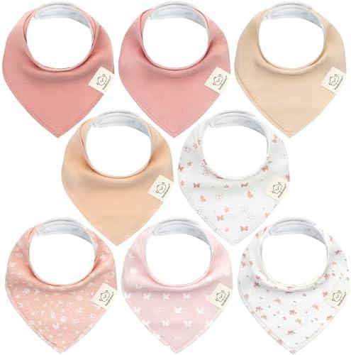 KeaBabies 8-Pack Organic Baby Bandana Bibs  - Super Absorbent Triangle Baby Bibs for Drooling and Teething Infant, 100% Cotton Extra Soft for Newborn, Infant 0-36 Months (Butterflies)