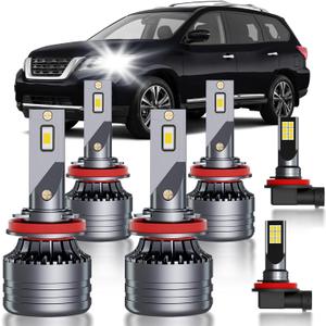 Fits for Nissan Pathfinder 2017-2020 Fog Multi Beam Lights Bulbs Combo, 6pcs Super Bright White Multi Beam and Fog Lights Blubs Package, Plug and Play