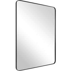 ANDY STAR Wall Mirror Brushed Nickel for Bathroom, 24x36x1 Rounded Rectangle Mirror with Stainless Steel Silver Metal Frame, Modern Bathroom Vanity Mirror, Black 