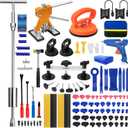 129pcs Dent Puller Kit, Dent Remover Tool for Car, Paintless Dent Removal Kit with T-Bar, Bridge Puller, Golden Lifter, Car Dent Puller Tool for Hail Damage Door Ding Fridge