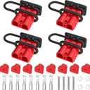 4PCS 50Amp Battery Quick Connect/Disconnect Connector, 6 to 12 Gauge 600V Battery Cable Connector, Wire Harness Plug Kit for Car Winch Trailer (Red 50A 2PCS)
