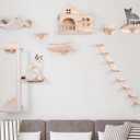 TQEW Cat Wall Furniture/Cat Wall Shelf 9 Piece Set with Sisal Scratching Posts, Bridge Ladders, Solid Wood