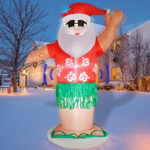 RETRO JUMP 7 Ft Christmas Inflatables Hawaiian Animated Hula Santa Inflatable Shaking Dance Santa Claus Led Lights Christmas Blow up Outdoor Lawn Yard Party Decor