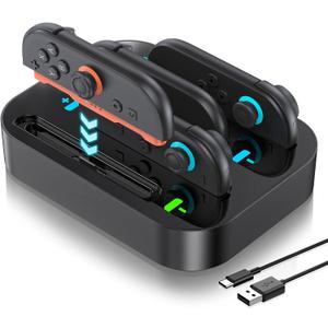 Gagaking 4 in 1 Controller Charging Dock for Nintendo Switch 2 Joy Con, 2.5H Fast Charging Joy Con Charger Station with LED Indicator,Organized Storage Stand for Switch 2 Accessories (Black)