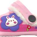 Fur Lined Clogs for Kids : Winter Warm Plush Garden Clogs for Boys Girls Cute Cartoon Lightweight Slip On Indoor Outdoor Garden Shoes with Non-Slip Sole (10.5 Little Kid, Pink)