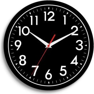 Wall Clock Black Battery Operated 10 Inch Simpel Silent Non Ticking Analog Decorative for Kitchen Bathroom Bedroom Office Living Room School Classroom(Black)