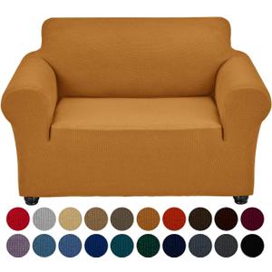 Joccun Stretch Chair Couch Cover,1-Piece Sofa Slipcover Spandex Jacquard Fabric Sofa Covers with Elastic Bottom,Washable Furniture Protector for Dogs,Cats,Kids(Armchair,Gold)