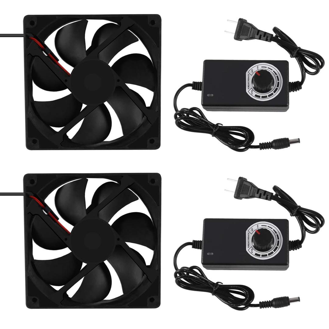 2PCS Blower Cooling Fan 120x25mm 110V 220V AC Powered Cooling Fan Dual-Ball Bearings 3 to 12V Speed Controller Fan for Receiver DVR Compatible with PlayStation Xbox Component
