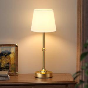 Kakanuo Rechargeable Cordless Table Lamp Gold - 1 Pack Brass 4000mAh Battery Operated Lamp, 3000K Warm Light, Touch Control Stepless Dimming, for Bedside, Dining Table, Home Decor