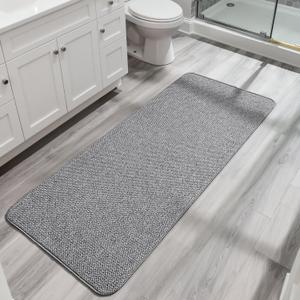 Bosap Bath Mat,Ultra Thin Bathroom Runner Rugs,Large Bath Mats for Bathroom,Quick Dry,Non-Slip,Machine Washable,Low Pile,Bath Rug,Shower Outside,Sink,Home Decor Accessories.Grey,3'x6'(36x72inch)