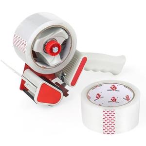 BOMEI PACK Heavy Duty Packaging Tape Dispenser, 2 Inch Tape Gun with Clear Tape, 1 Dispenser + 2 Rolls