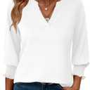 LOMON Women's 2026 Fashion Tops 3/4 Length Sleeve Business Casual Blouses Summer Tees Shirts 4XL