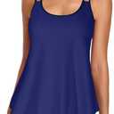 Urchics Womens 2025 Tankini Swimsuits Tummy Control Flowy Swimwear Two Piece Bathing Suits Swim Tank Top with Boyshorts (XX-Large, Navy)