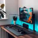 Large Gaming Mouse Pad, 4mm Black Thick Computer Extended Mousepad for Laptop, Keyboard Mat with Non Slip Rubber Base, Stable Desk Pad with Stitched Edges, 35.4x15.7x0.16in