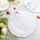 WDF 60pcs Silver Plastic Plates-Baroque White &Silver Plates for Upscale Parties &Wedding-including 30Plastic Dinner Plate 10.25inch, 30 Salad Plate 7.5inch for Baby Shower Wedding Spring