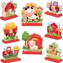 8 Pieces Farm Animals Birthday Party Supplies Farm Themed Baby Shower Decorations Wooden Table Centerpiece 3D Animals Shapes Creatures Table Topper Party Decorations