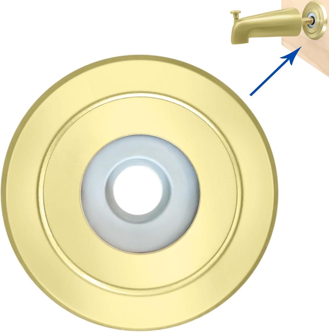 1/2" Thick Spacer for Tub Spout, Flange Trim Ring for Bath Faucet, Eschutcheon Cover Plate for Spigot with Split PVC Blocking Water, Shower Pipe Remodeling Sealer (304SUS-Gold)