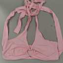 Kawaii Sexy Holiday Knit Heart Metal Ring Tie Bow Spaghetti Strap Camisole For Women - Small