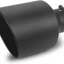 LCGP 5" Inlet 10" Outlet 15" Long Rolled End Angle Cut Bolt On Exhaust Tip Tail Pipe,Black Powder Coated.