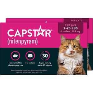 Capstar Oral Flea Tablets Cats 2-25 lbs, Nitenpyram, 12-Dose