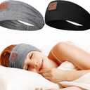 2 Pieces Sleep Music Headphones Bluetooth-Compatible Wireless Sleeping Calling Headband with Speakers Wireless Headphones for Side Sleeping Jogging Yoga Workout Unisex Gift, Black and Gray