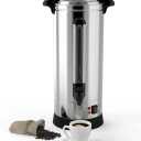 Coffee Urn 65 Cups, Commercial Grade Hot Water Dispenser with Coffee Percolator,10L Stainless Steer Hot Beverage Thermos,Hot Water Urn for Catering, Silver