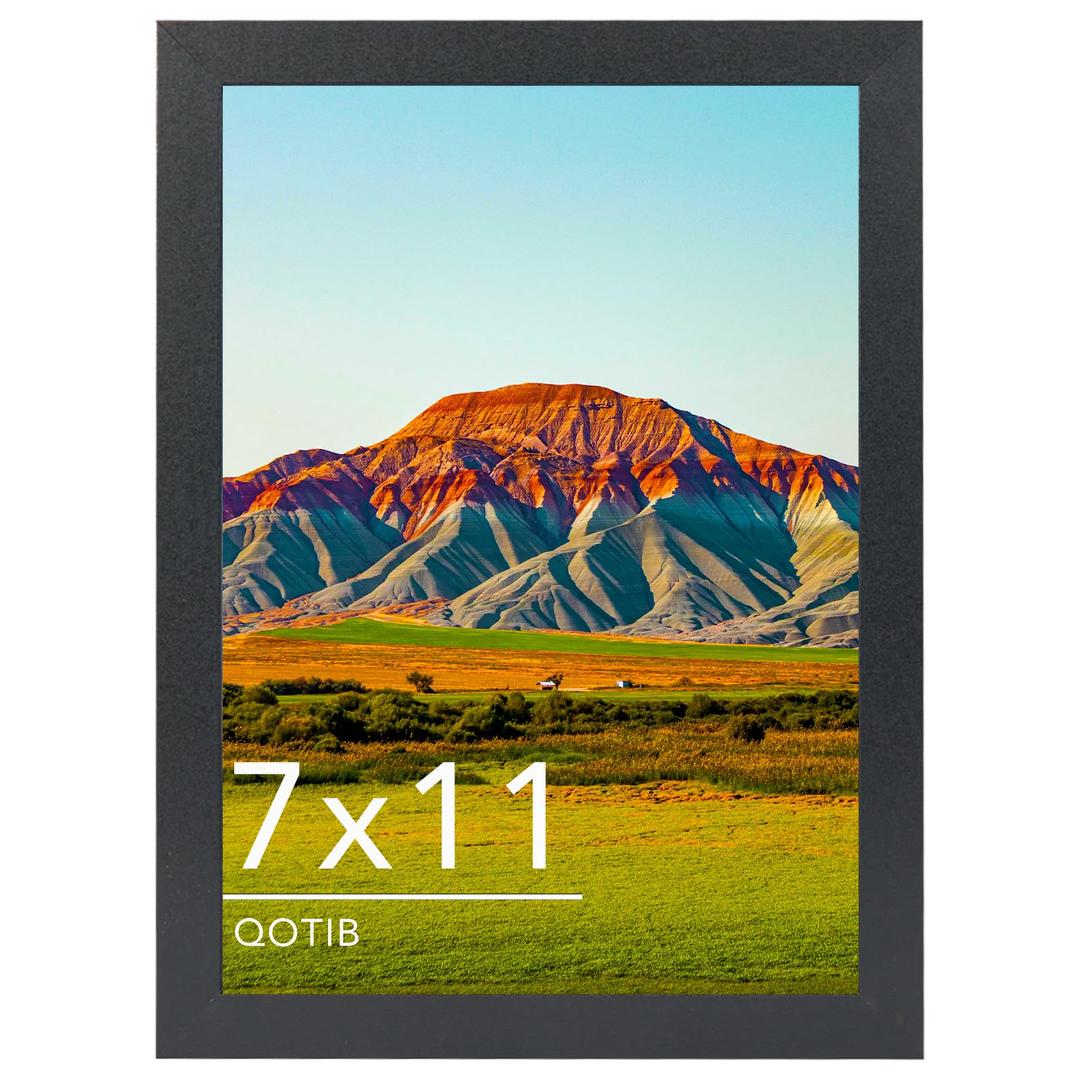 QOTIB 12x24 Picture Frame Black for Wall Mounting, Horizontal and Vertical Formats for Wall Hanging, Wood 12x24 Frame, Black, 1 Pack