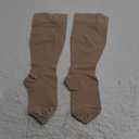 LIN PERFORMANCE Compression Socks for Women & Men 20-30 mmHg Closed Toe Knee High for Varicose Vein Circulation Recovery (L,Beige)