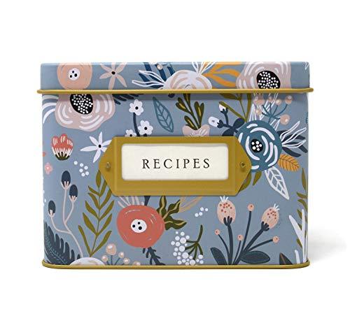 Jot & Mark Decorative Recipe Tin Box for Recipe Cards, Greeting Card Holder | Holds Hundreds of 4” x 6” Cards