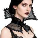 L'VOW Women Black Victorian Collar Standing Vampire Collar Detachable Dracula Collar Witch Gothic Accessories