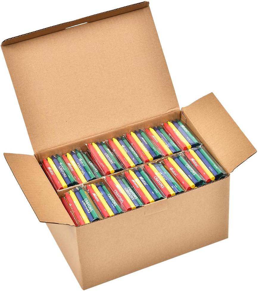 Madisi Crayons Bulk Pack, Regular Size, 4 Colors, cellophane 250 Packs, 1000 Count