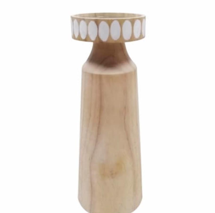 HD Designs Wood Large Candle Holder-10in