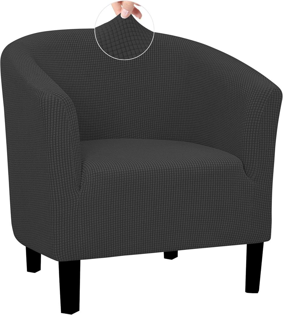 Easy-Going Stretch Club Armchair Slipcover 1 Piece Barrel Tub Sofa Cover Furniture Protector Jacquard Couch Cover (Dark Gray, 1)