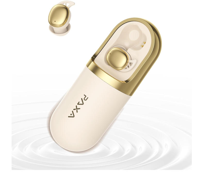 PAXA Sleep Headphones for Side Sleepers, Sleep Invisible Earbuds with Vibration Charging Case Wireless Bluetooth 6.0, Soft Silicone Mini Earbuds for Sleeping, Snoring Noise Isolation, S13 Beige