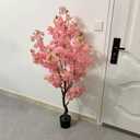 Cherry Blossom Tree Bedroom Cherry Blossom Plant in Pot, Pink Fake Tree with Realistic Leaves and Trunk, Decorative Artificial Potted for Hotel Wedding Festival Party(0.9m/3ft)