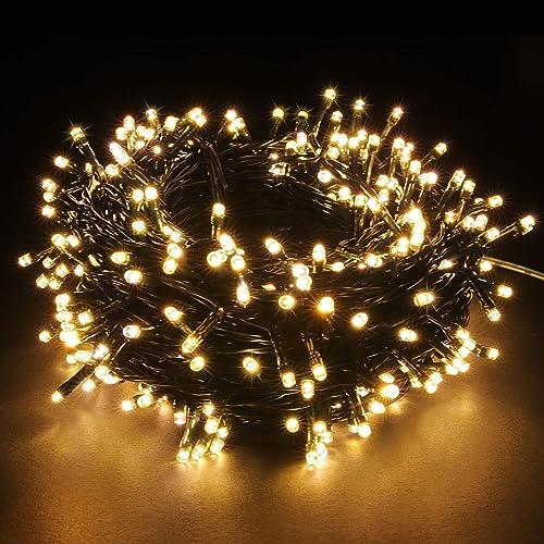 PMS 100-1000 LED Christmas Lights, Low Voltage Fairy String Lights with 8 Modes, Ideal for Xmax Tree, Garden, Home, Party, Halloween Festival Deco (100 LEDs, Warm White)