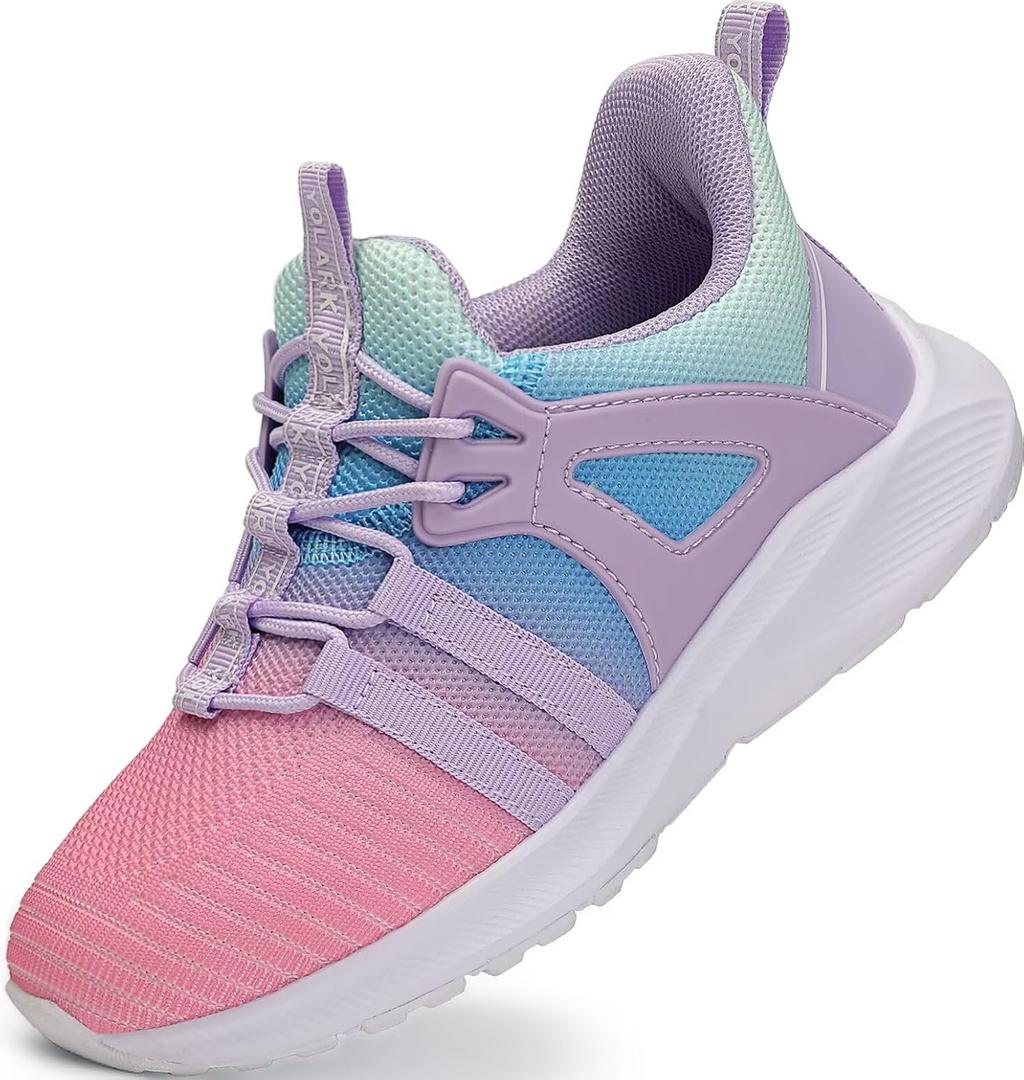 Boys Girls Sneakers for Kids Non-Slip Tennis Shoes Fashion Lightweight Breathable Running Sport Athletic (6 Big Kid, Gradient Pink)