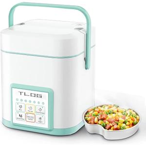 TLOG Mini Rice Cooker 2.5 Cups Uncooked, Healthy Ceramic Coating Portable Rice Maker, 1.2L Travel Rice Pot Small for 1-3 People, Personal Rice maker, Food Steamer, Multi-cooker for Grains, Oats