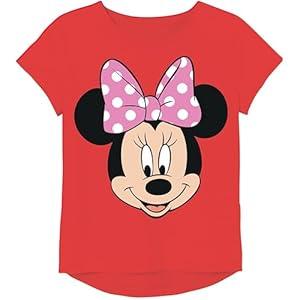 Disney Girls Minnie Mouse Short Sleeve Tee, Red Cherry, 10/ 12