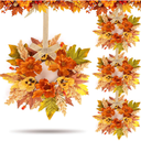 4 Pcs Fall Floral Swags Wreaths Mini Autumn Artificial Candle Rings Wreaths with Berries 3 inch Farmhouse Cabinets Hanging Wreath for Pillar Front Door Porch Wall Window Decoration