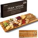 Teak 30 Inch Large Charcuterie Boards for Party with Cheese Knife Set of 3 with Handles Extra Long Wooden Serving Cheese Boards Charcuterie Boards Set