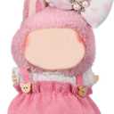 Clothes for 17cm Doll, 2 PCS Cute Chic Style Hair Clip & Dress Set, Dress up Outfit Exquisite Accessories for Dolls (Pink Skirt)