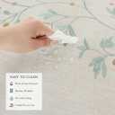 Joyfol Day Rustic Waterproof Linen Tablecloth, Heavy Weight Beige Embroidery Table Cloths for Rectangle Tables, Burlap Farmhouse Table Covers (Green Leaves, 55''x 86'')