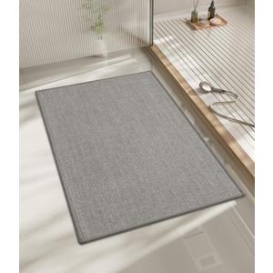 chakme Bathroom Rugs Mat 24x17, Ultra Thin Non Slip Bath Mat Small Quick Dry Absorbent Bath Mat for Bathroom Floor, (Dark Grey, 24"x17")