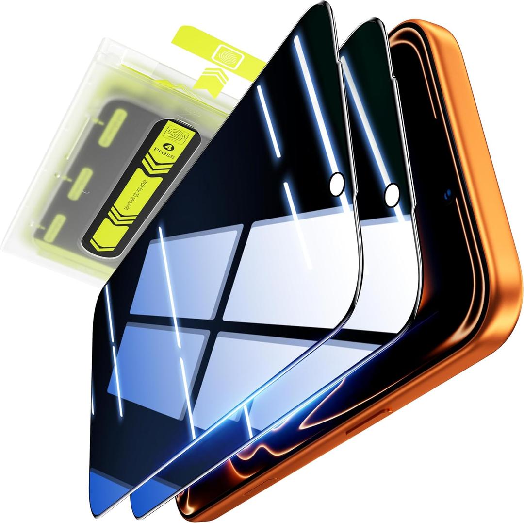 WSKEN for iPhone 17 Pro Privacy Screen Protector - [25 Anti-Spy] [Auto-Dust Removal] [Top 9H+ Tempered Glass] 12FT Shatterproof Military Grade Flim Easy Install Case Friendly, 2 Pack