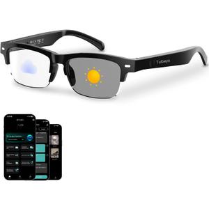 AI Smart Glasses for Men Women with Chat GPT, Bluetooth Translation Glasses (165+ Languages & Accents) Color-Change Lenses, Open Ear Music Playback, Hands-Free Calls, Blue Light Protection for Working