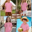 YooAurvox Boys Shirts Short Sleeve Summer Tops Kids Crew Neck Loose Casual Basic Tees for Boys 5-14 Years(Pink,5-6 Years)