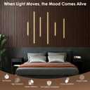 Slat Wall Lights for Wood Panel 6pcs Adhesive Black LED Lights for Acoustic Panels, Dimmable 3000K Strips with Touch Control, Flexible Wall Lighting for Living Room, Bedroom & Kitchen